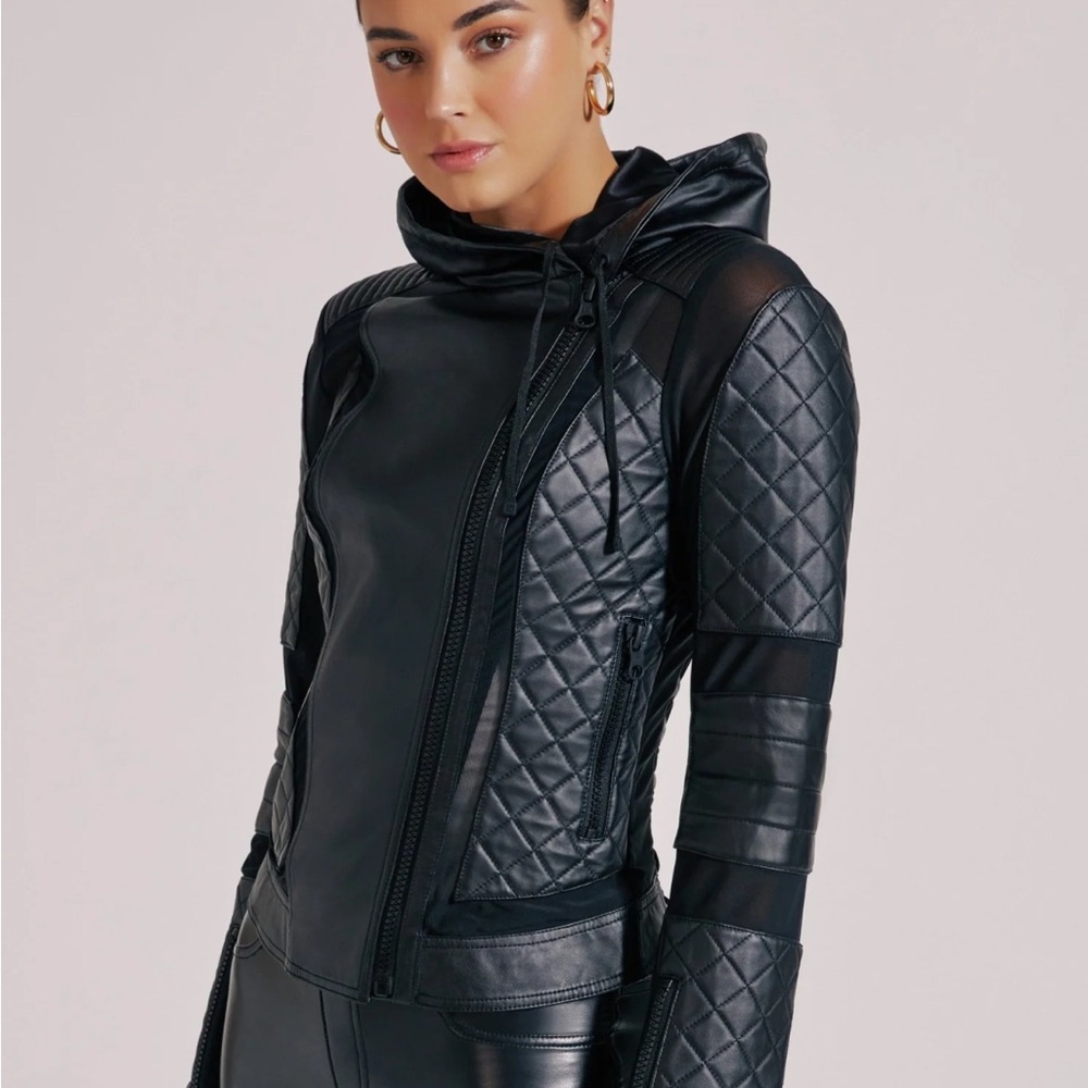 Blanc Noir x Carbon38 Voyage Hooded Moto Jacket - Picture 4 of 15